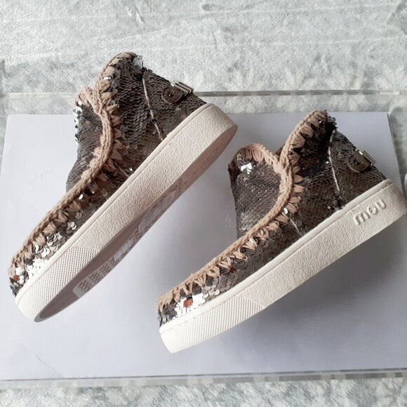 NWT Mou silver sequin round toe low cut sneakers, EU 38 - Picture 9 of 16